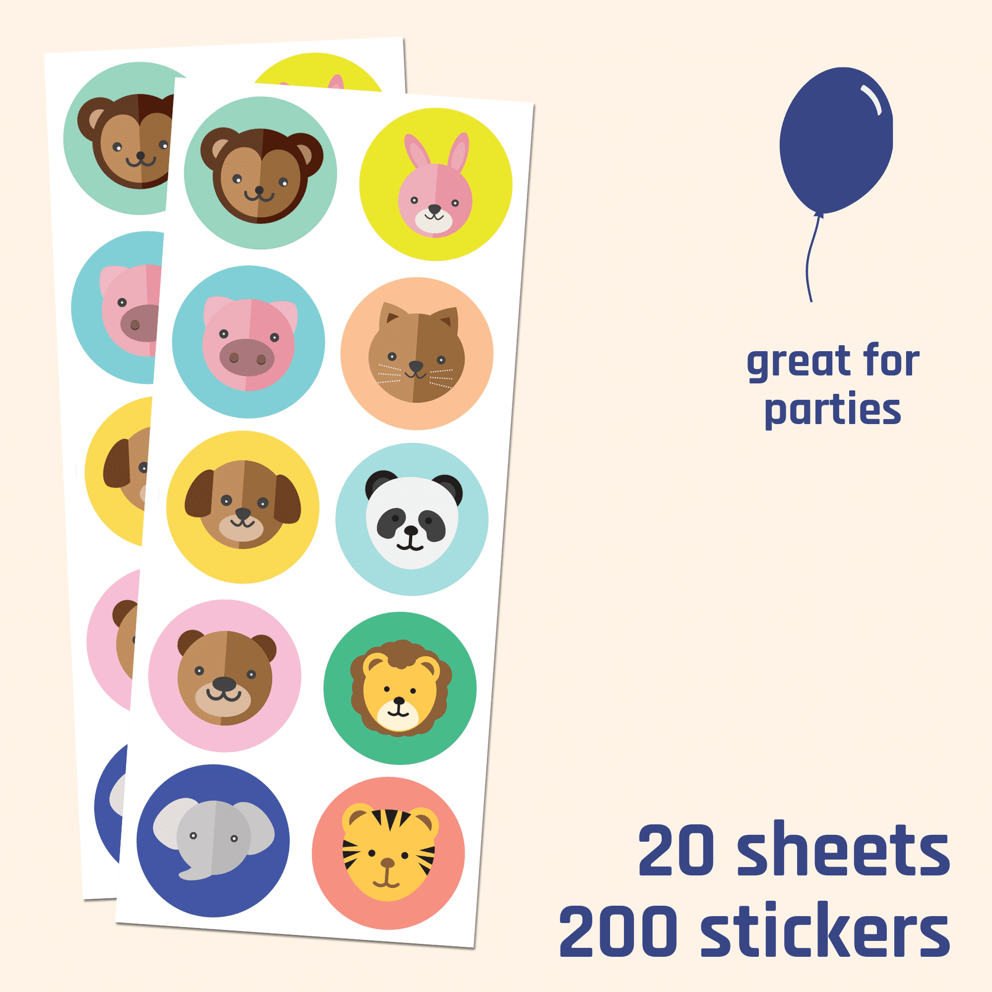 TownStix Farm Animal Stickers for Kids, 1.5 - 20 Sheets, 200 India