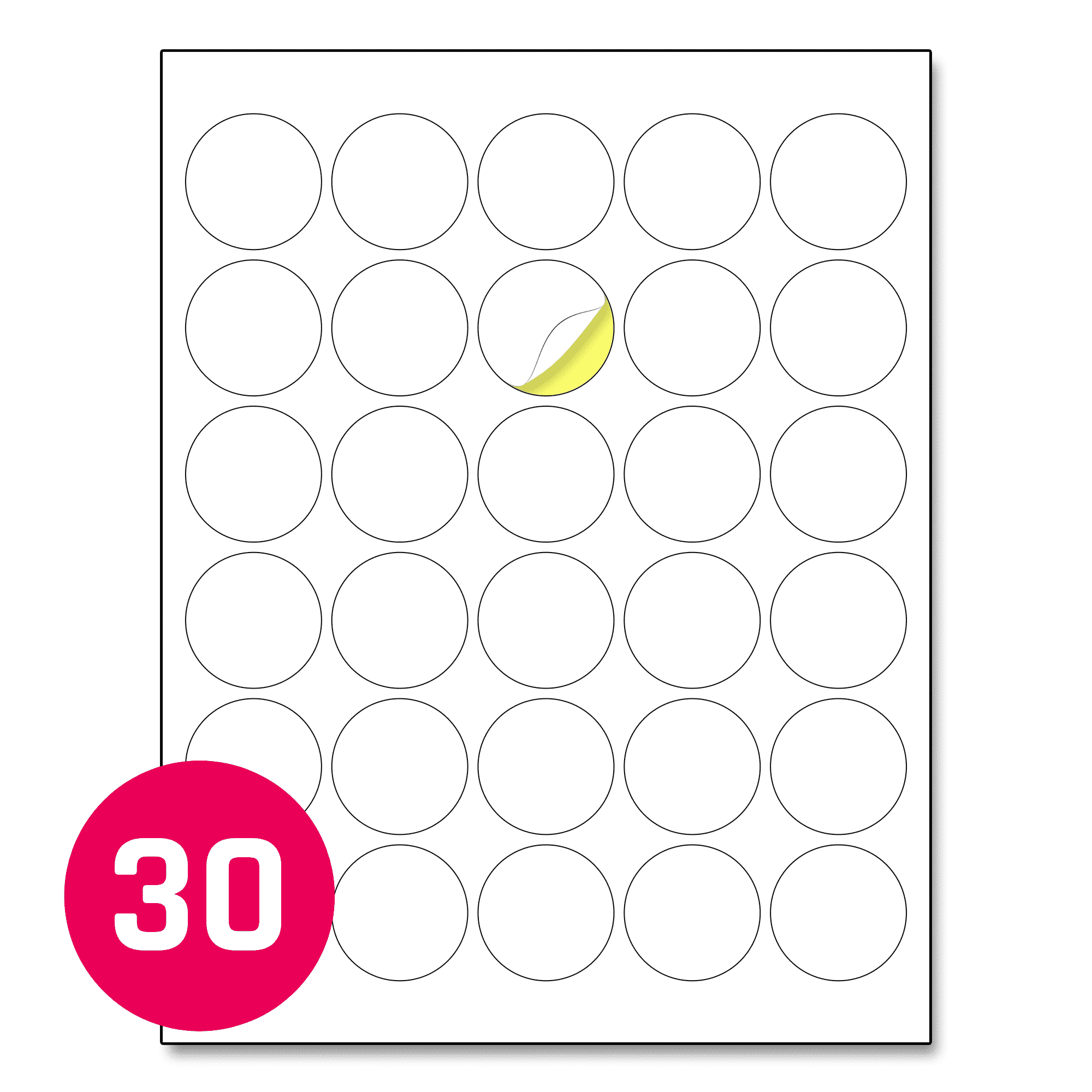 Printing Labels 1.5" Round, Matte White Labels (30/150 sheets) TownStix