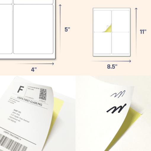 Printing Labels | 4" X 5", White Stickers Labels Sheets - TownStix