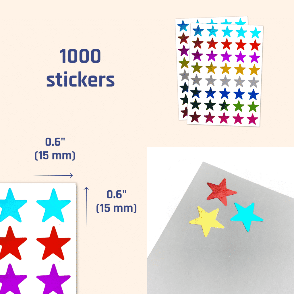 Assorted Colors 440 Reward Stickers 1/2" Diameter Avery Foil Star Stickers