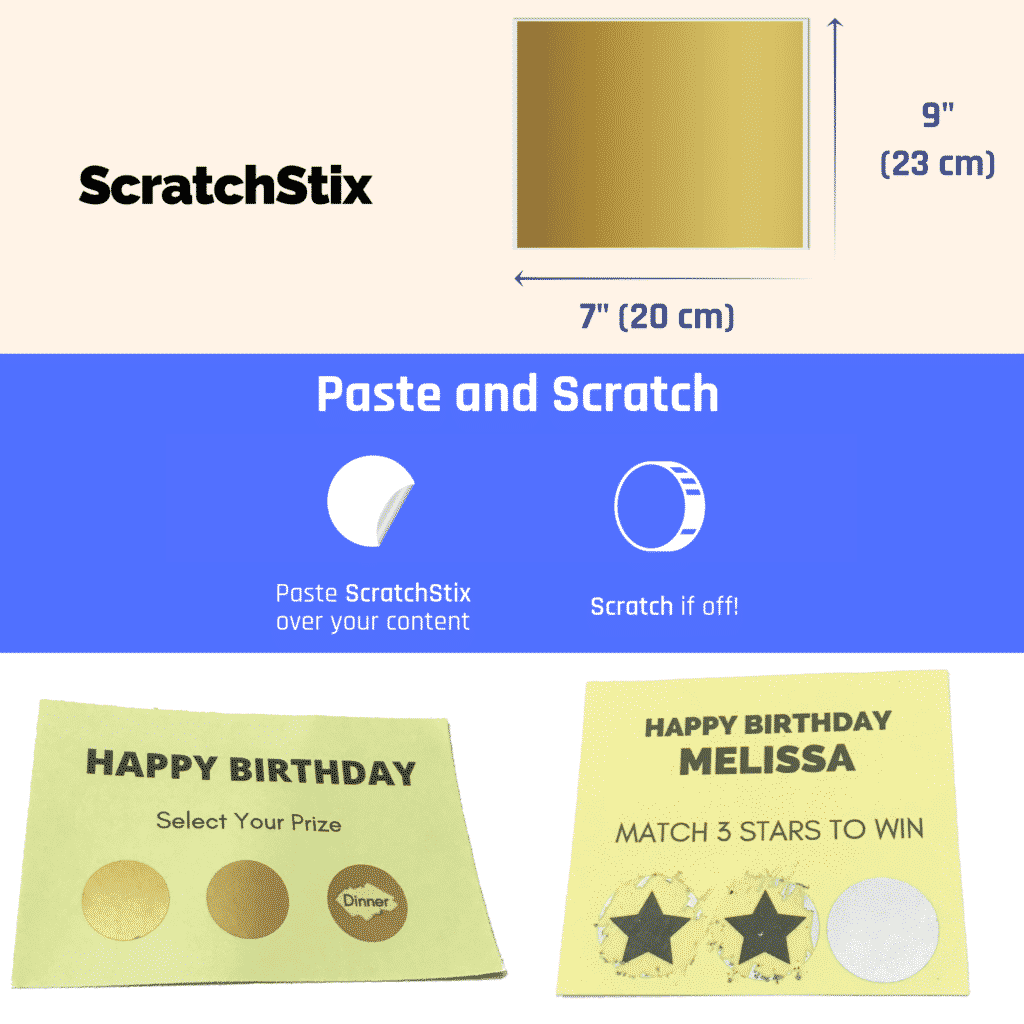 Scratchie™ Scratch off Stickers LabelGold Sheet270x200mm1 sheet 
