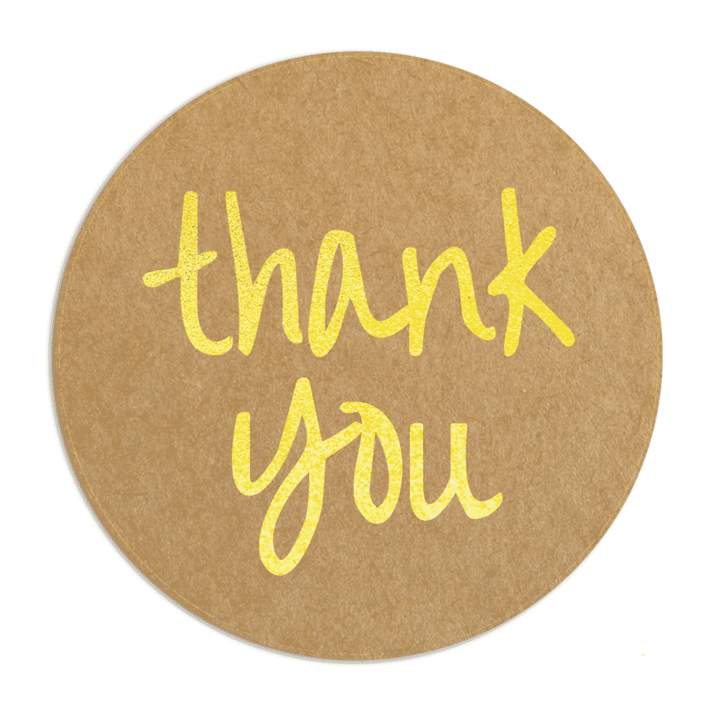 Gold Thank You Stickers - Round - TownStix