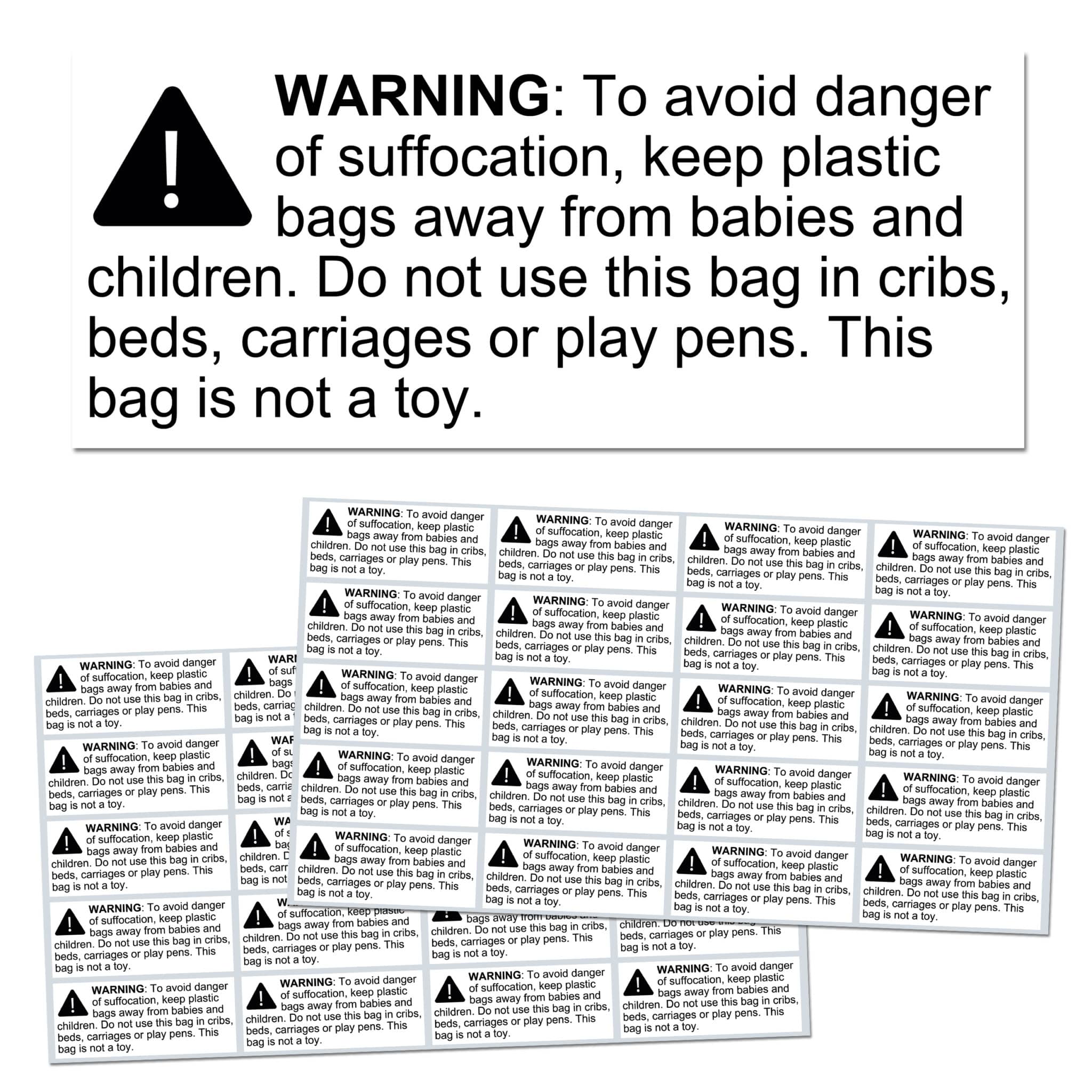 Suffocation Warning Labels, for Amazon FBA - TownStix