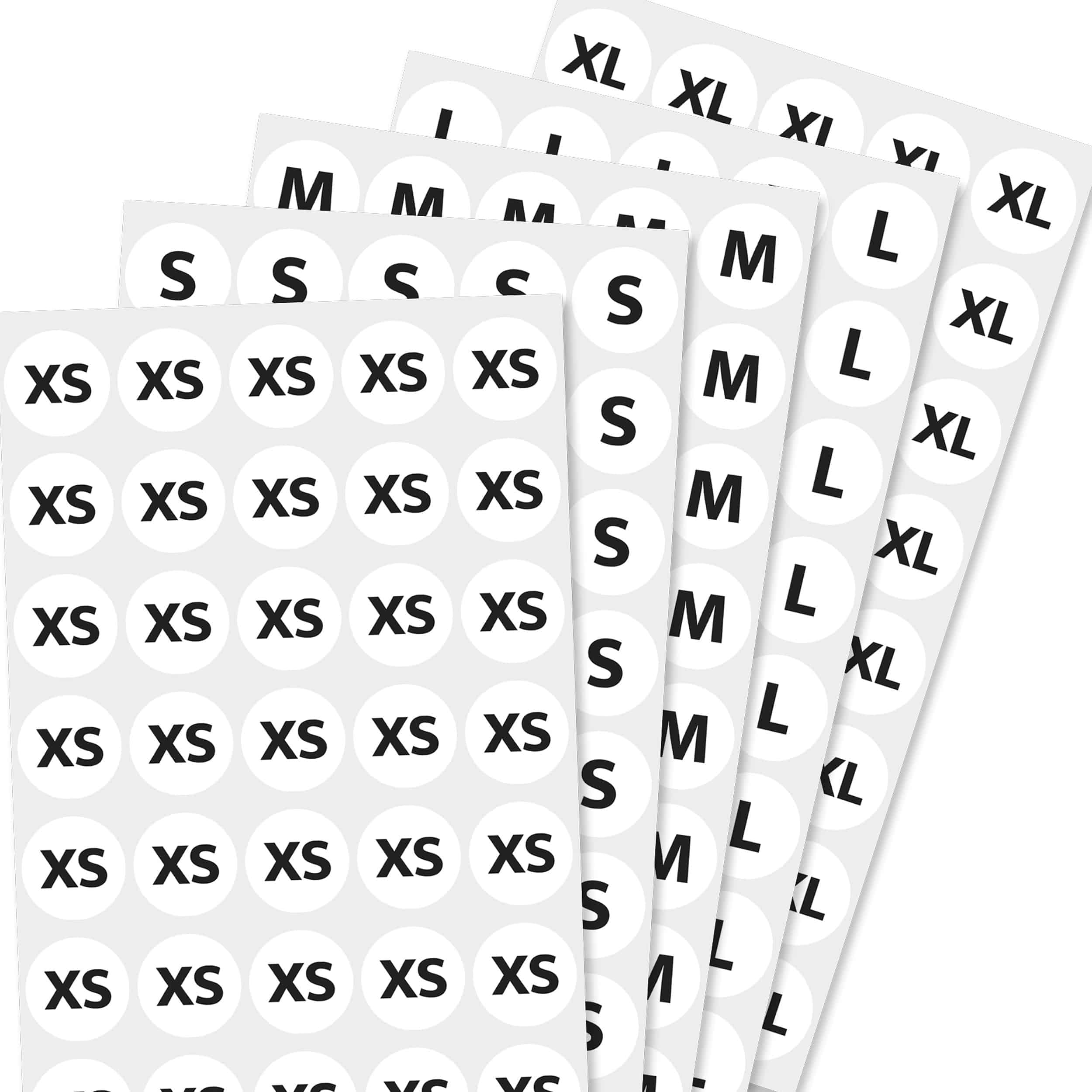 Clothing Size Labels 5 sizes TownStix