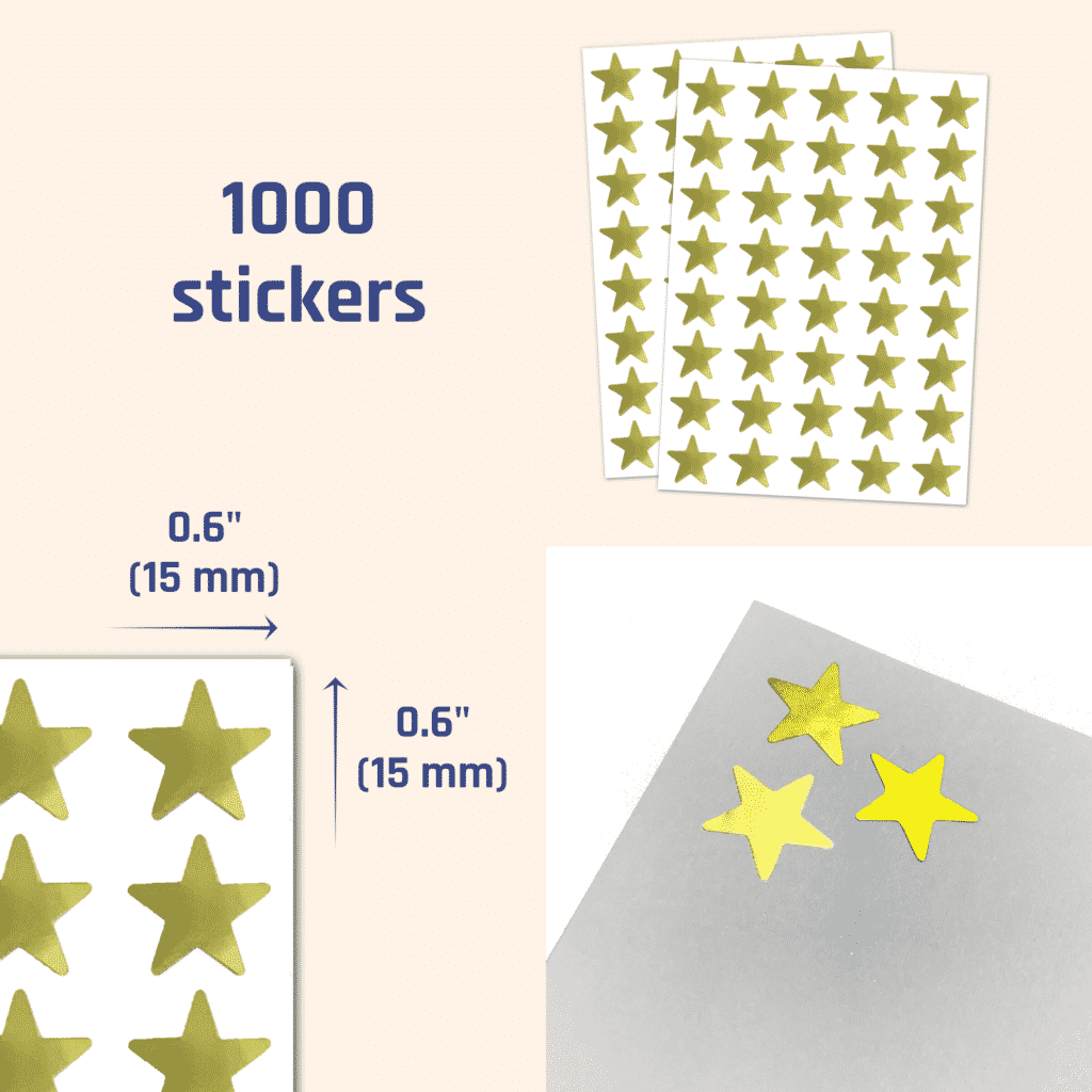 1000 Pack, Gold Star Stickers for Reward - 0.6 Diameter