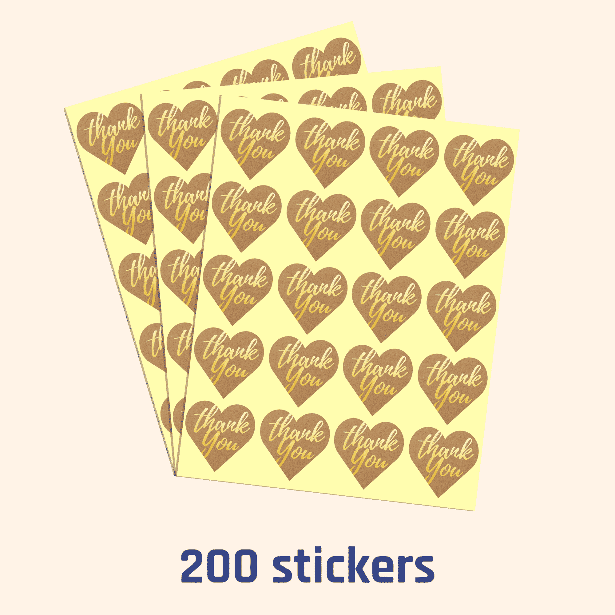 1.5 Gold Embossed Kraft Thank You Stickers Pack of 200 