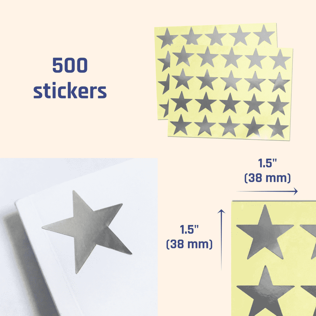 Silver Star Stickers for Sale